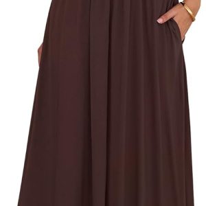 Summer Maxi Dresses for Women 2026 Strapless Ruched Tube Top Beach Vacation Spring Wedding Guest Dress Pockets