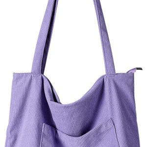Women Corduroy Tote Bag, Large Shoulder s Casual Handbags Big Capacity Shopping Work Bag