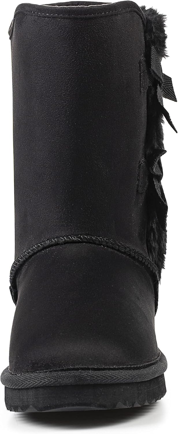 Women Suede Snow Boots Mid-Calf Winter Shoes with Side Bows - Image 2