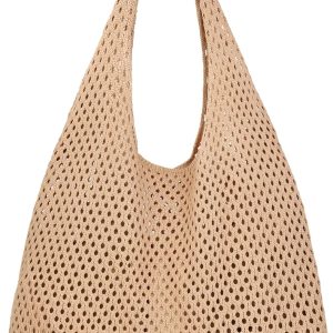 Crochet Beach Tote bag Summer Beach Bag for Women Aesthetic Mesh Tote Bag Hippie Bag Knit Bag